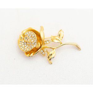 Vintage Art Deco Golden Rose Brooch - A4